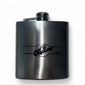 Al Capone Stainless Steel 6oz Flask – “No Comment” Engraved Vintage Style